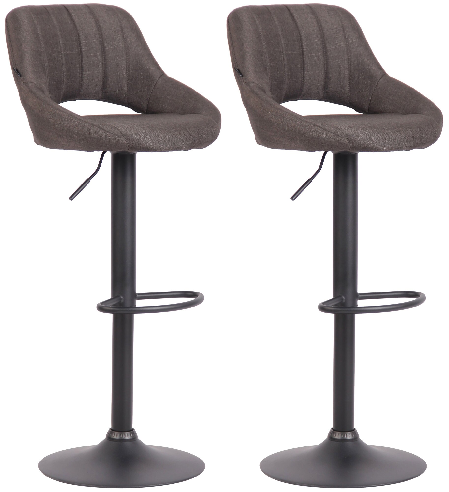 CLP Barhocker 2er Set h&ouml;henverstellbar mit Lehne Milet, Barst&uuml;hle gepolstert Stoffbez&uuml;ge, Tresenst&uuml;hle mit Metallgestellen drehbar 