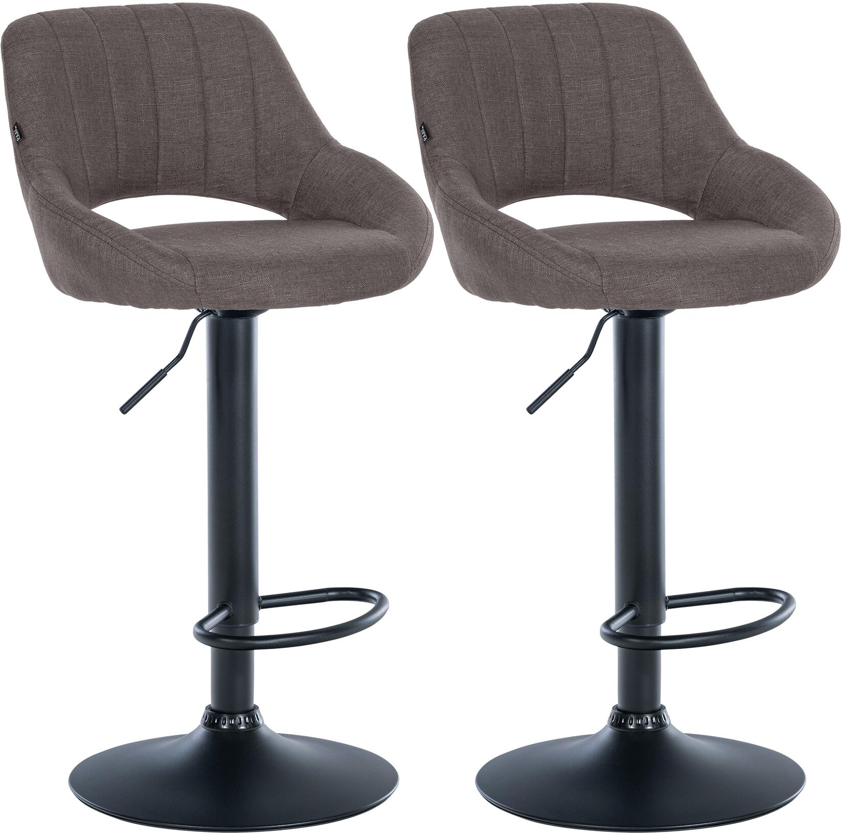 CLP 2er Set Barhocker Milet Stoff B - Farbe: dunkelgrau, Gestellmaterial: Metall matt schwarz