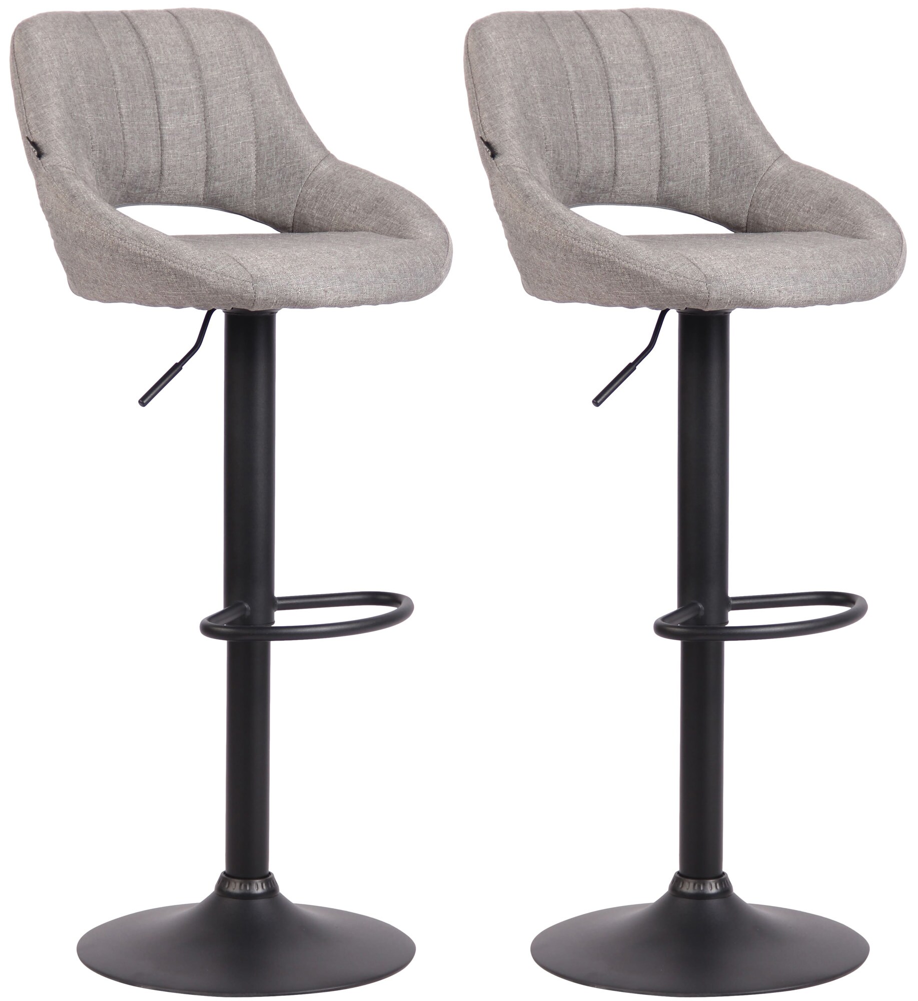 CLP Barhocker 2er Set h&ouml;henverstellbar mit Lehne Milet, Barst&uuml;hle gepolstert Stoffbez&uuml;ge, Tresenst&uuml;hle mit Metallgestellen drehbar 