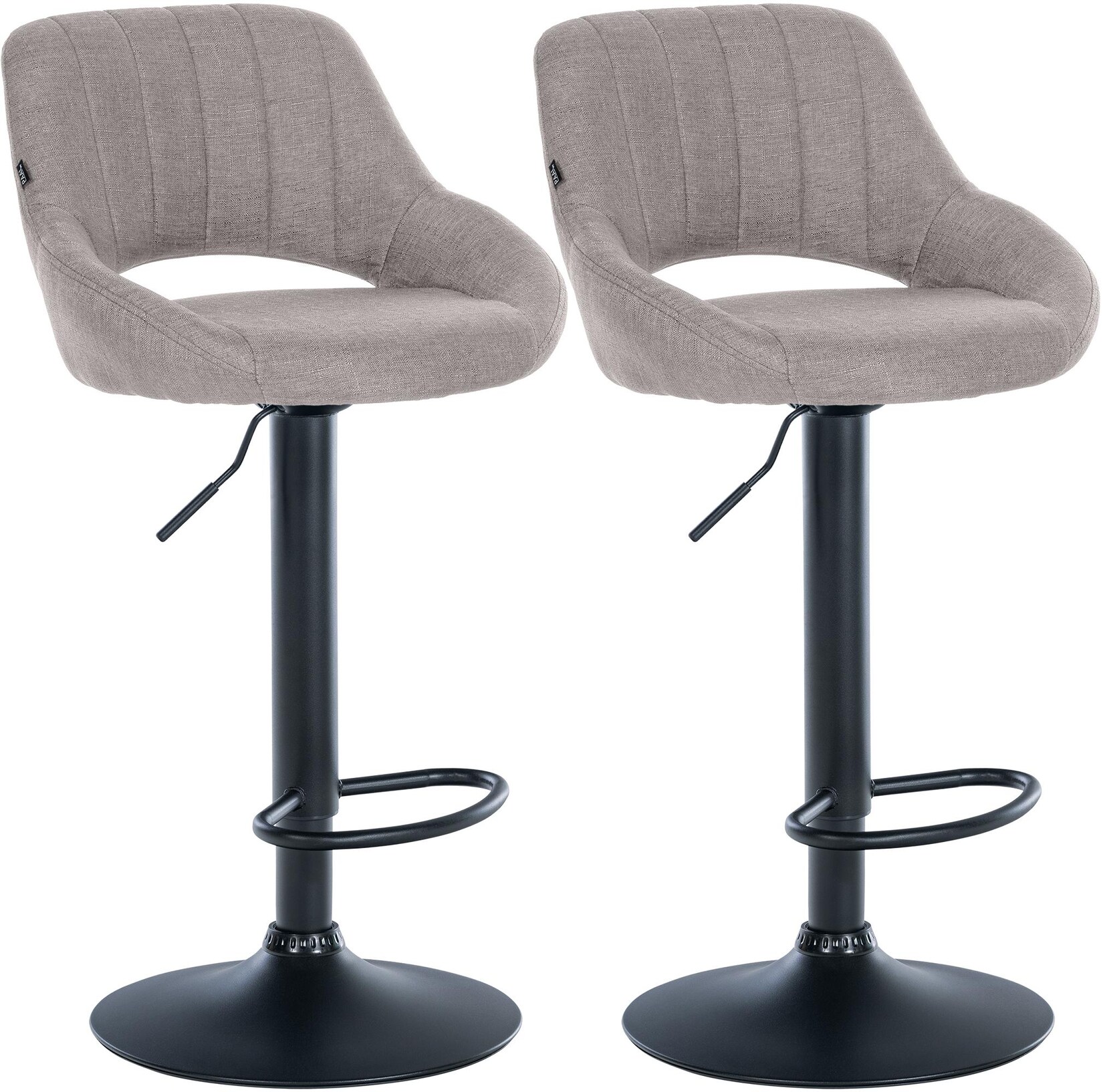 CLP 2er Set Barhocker Milet Stoff B Farbe: grau, Material Gestell: Metall matt schwarz