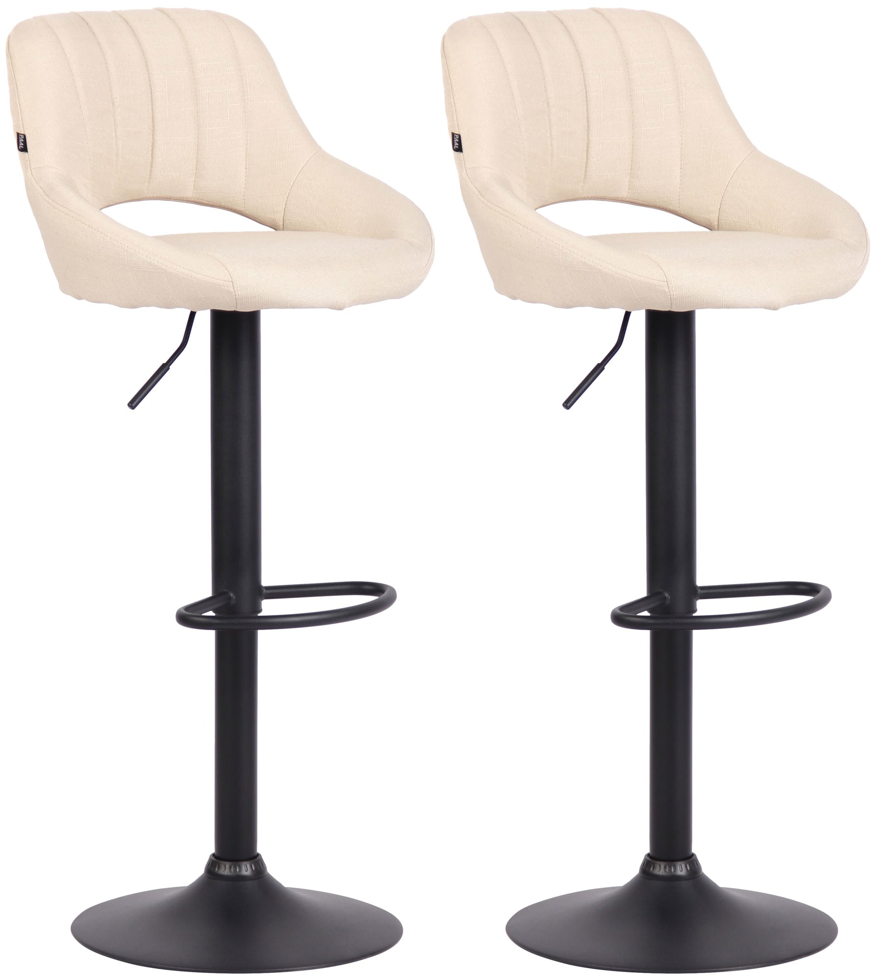 CLP Barhocker 2er Set h&ouml;henverstellbar mit Lehne Milet, Barst&uuml;hle gepolstert Stoffbez&uuml;ge, Tresenst&uuml;hle mit Metallgestellen drehbar 