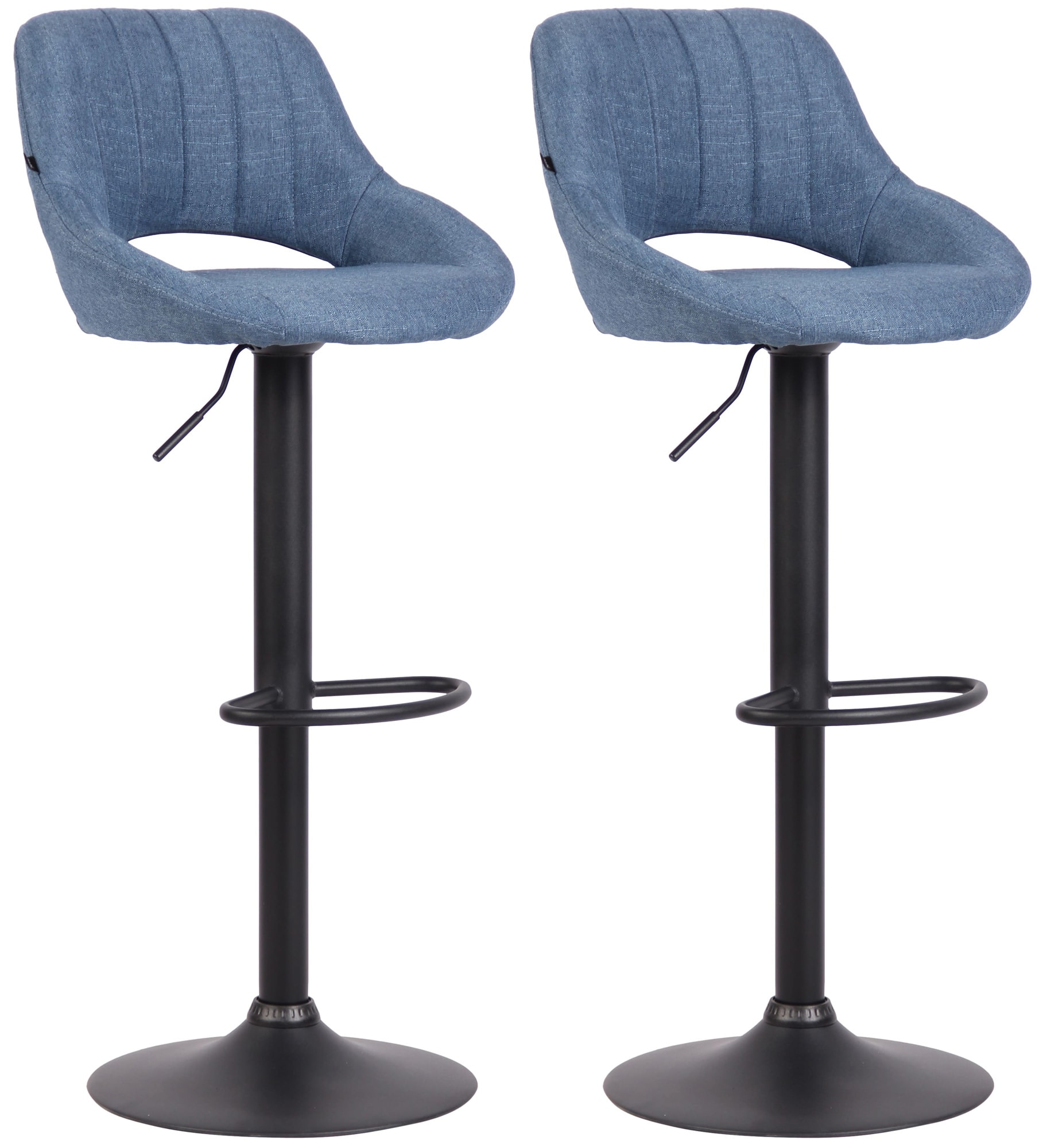 CLP Barhocker 2er Set h&ouml;henverstellbar mit Lehne Milet, Barst&uuml;hle gepolstert Stoffbez&uuml;ge, Tresenst&uuml;hle mit Metallgestellen drehbar 