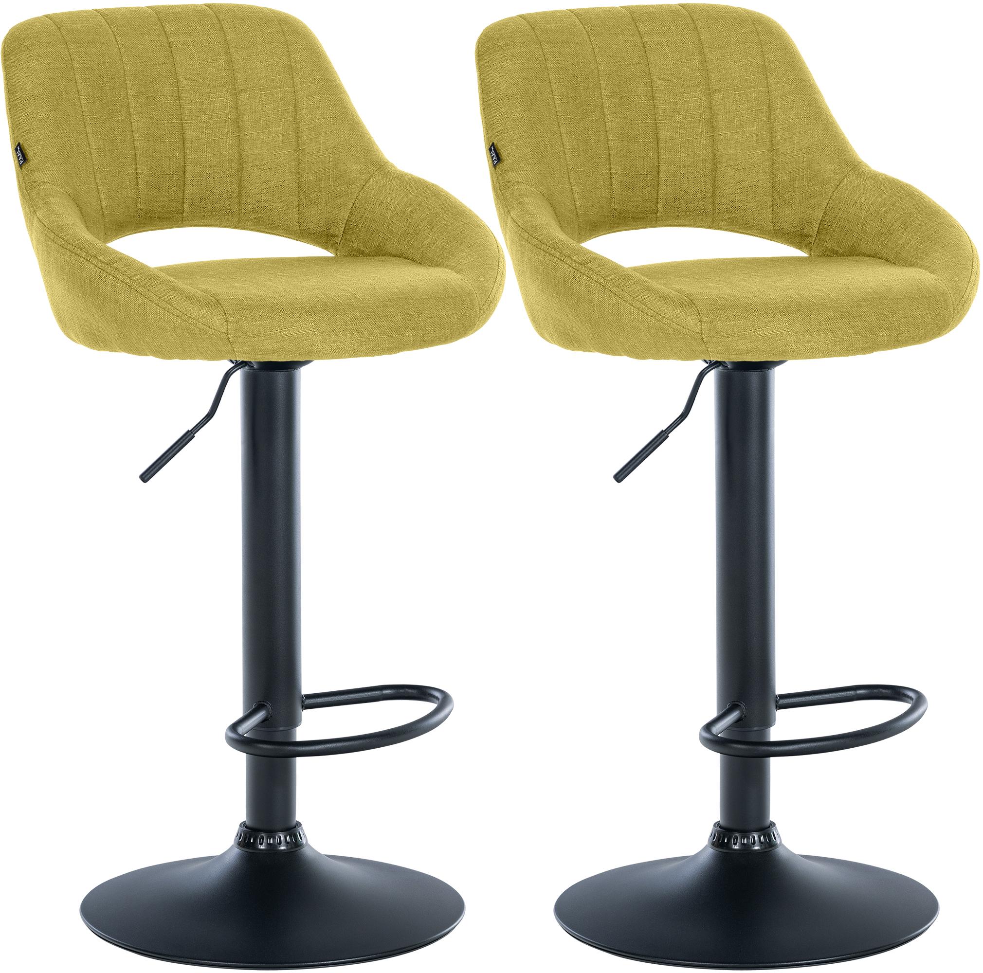 CLP 2er Set Barhocker Milet Stoff B - Farbe: gr&uuml;n, Gestellmaterial: Metall matt schwarz 