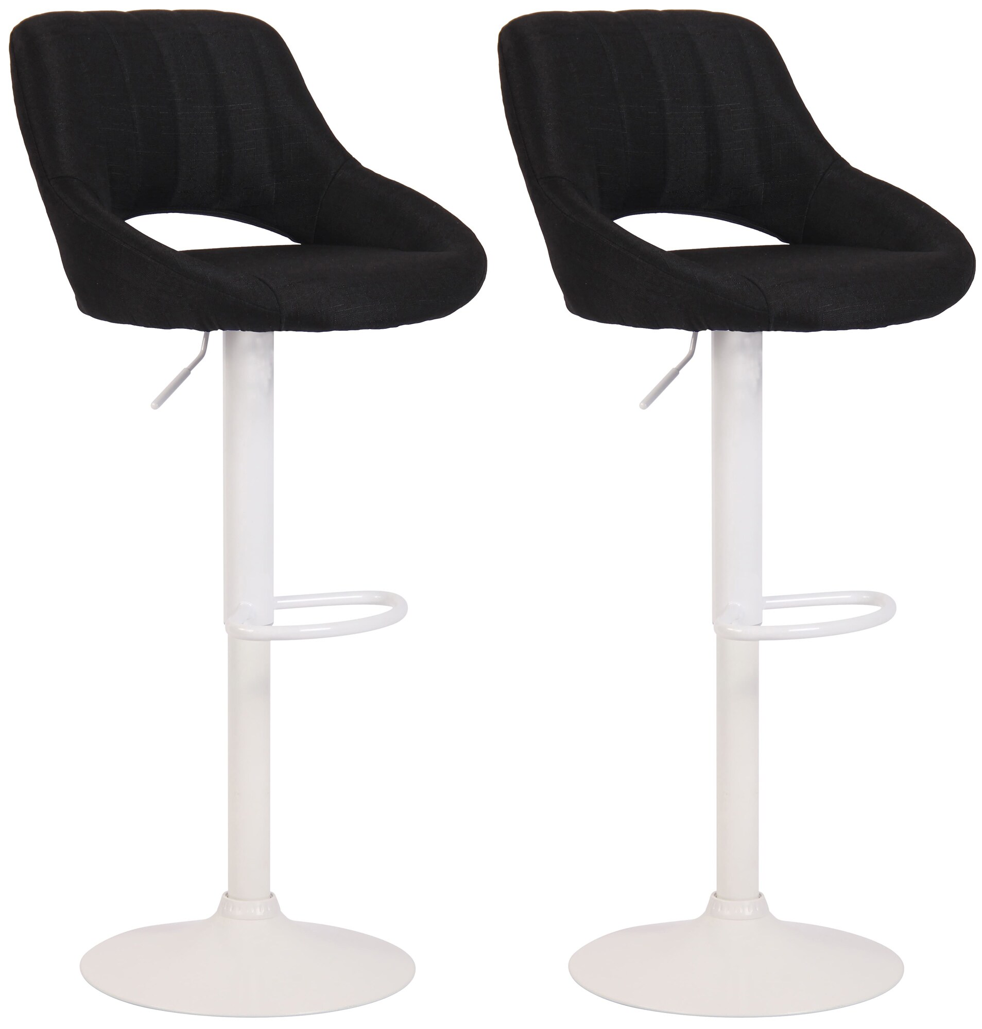 CLP Barhocker 2er Set h&ouml;henverstellbar mit Lehne Milet, Barst&uuml;hle gepolstert Stoffbez&uuml;ge, Tresenst&uuml;hle mit Metallgestellen drehbar 