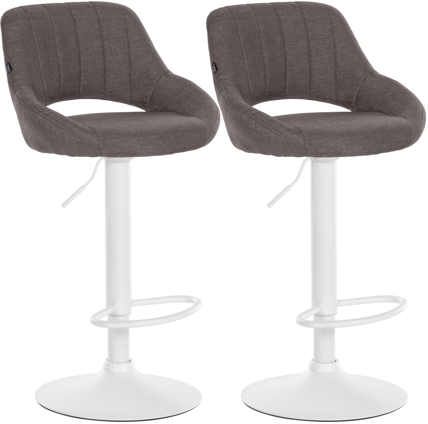 CLP 2er Set Barhocker Milet Stoff W - Farbe: dunkelgrau, Gestellmaterial: Metall matt weiss