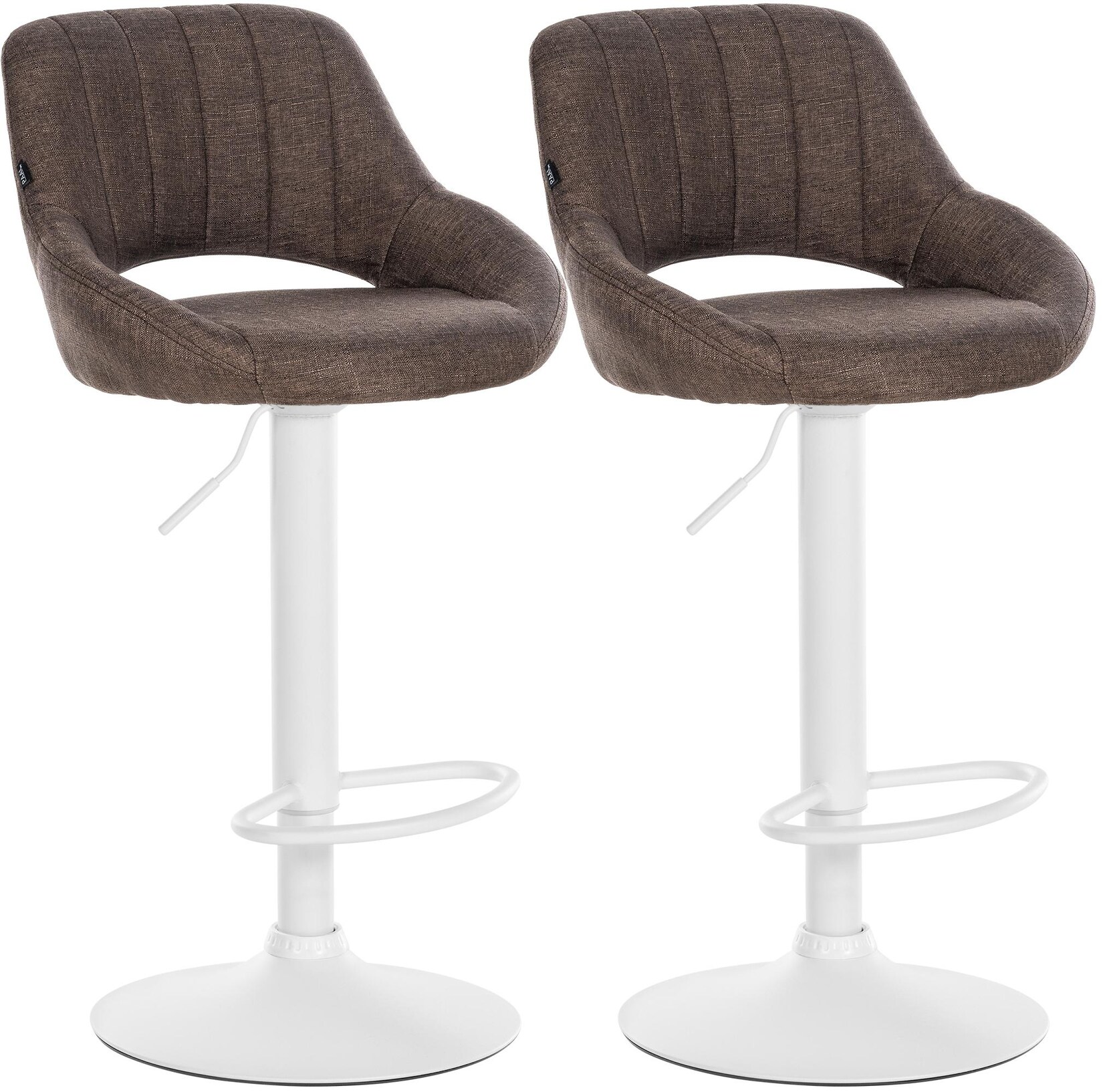 CLP 2er Set Barhocker Milet Stoff W - Farbe: braun, Gestellmaterial: Metall matt weiss