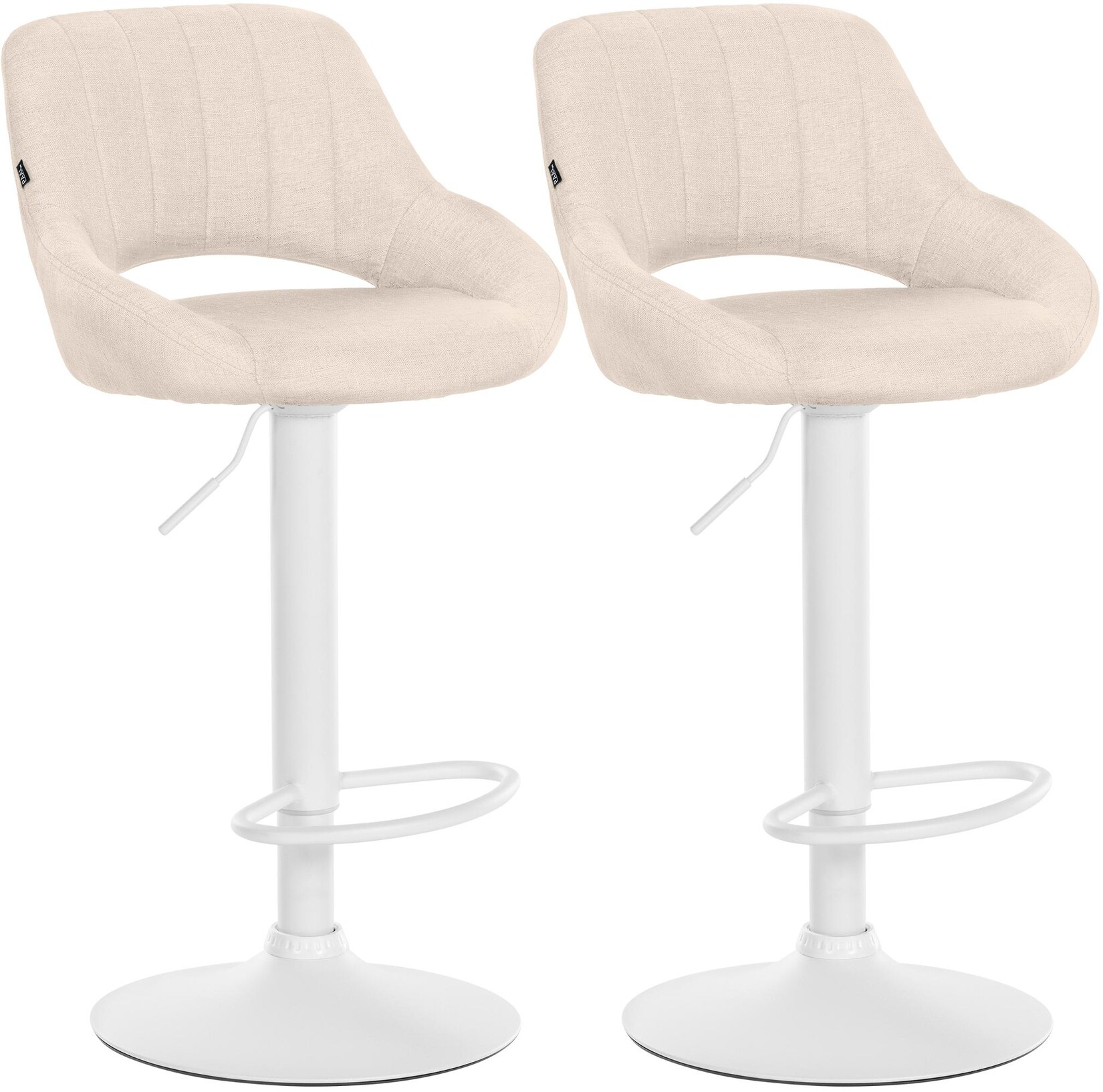 CLP 2er Set Barhocker Milet Stoff W - Farbe: creme, Gestellmaterial: Metall matt weiss