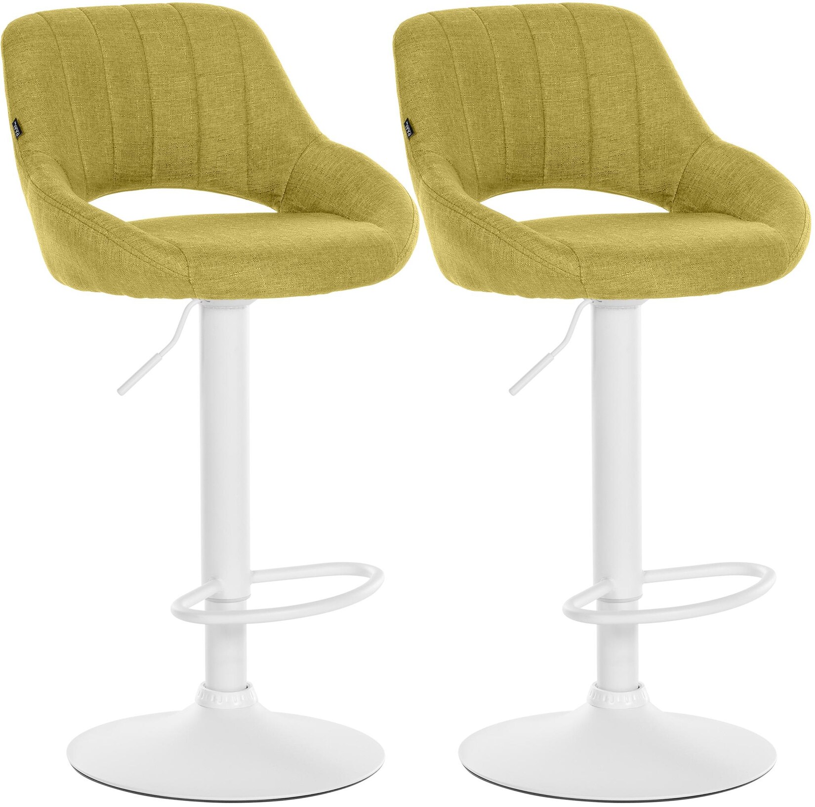 CLP 2er Set Barhocker Milet Stoff W - Farbe: grün, Gestellmaterial: Metall matt weiss