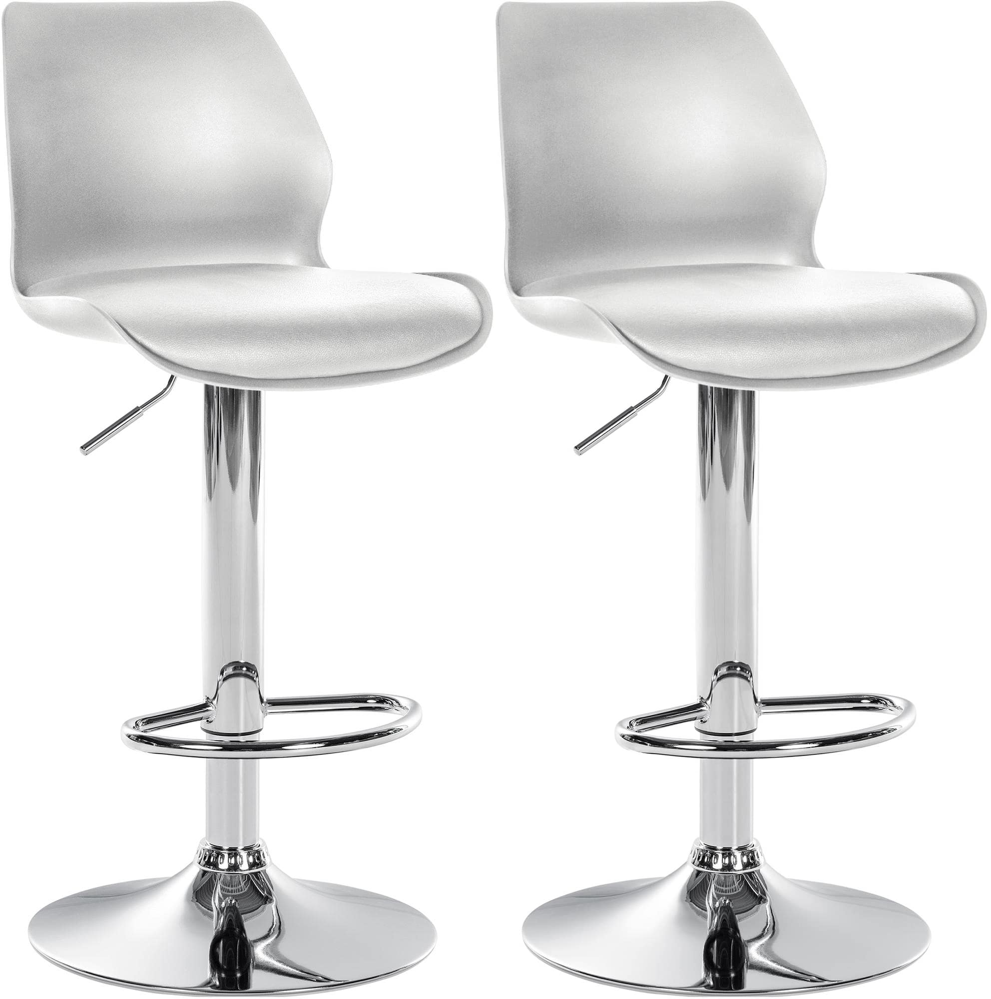 CLP 2er Set Barhocker Gilbert I Mit Gepolsterter Sitzfl&auml;che Aus Kunstleder I H&ouml;henverstellbar, Drehbar Mit Fu&szlig;st&uuml;tze Und R&uuml;ckenlehn 