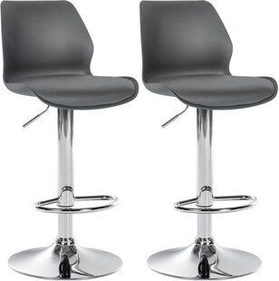 CLP 2er Set Barhocker Gilbert I Mit Gepolsterter Sitzfläche Aus Kunstleder I Höhenverstellbar, Drehbar Mit Fußstütze Und Rückenlehn 