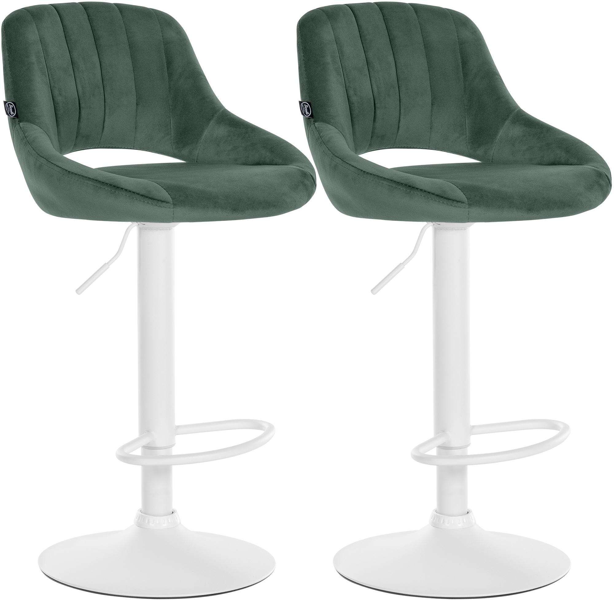CLP Barhocker 2er Set h&ouml;henverstellbar mit Lehne Milet, Barst&uuml;hle gepolstert Samtbezug, Tresenst&uuml;hle mit Metallgestell drehbar 