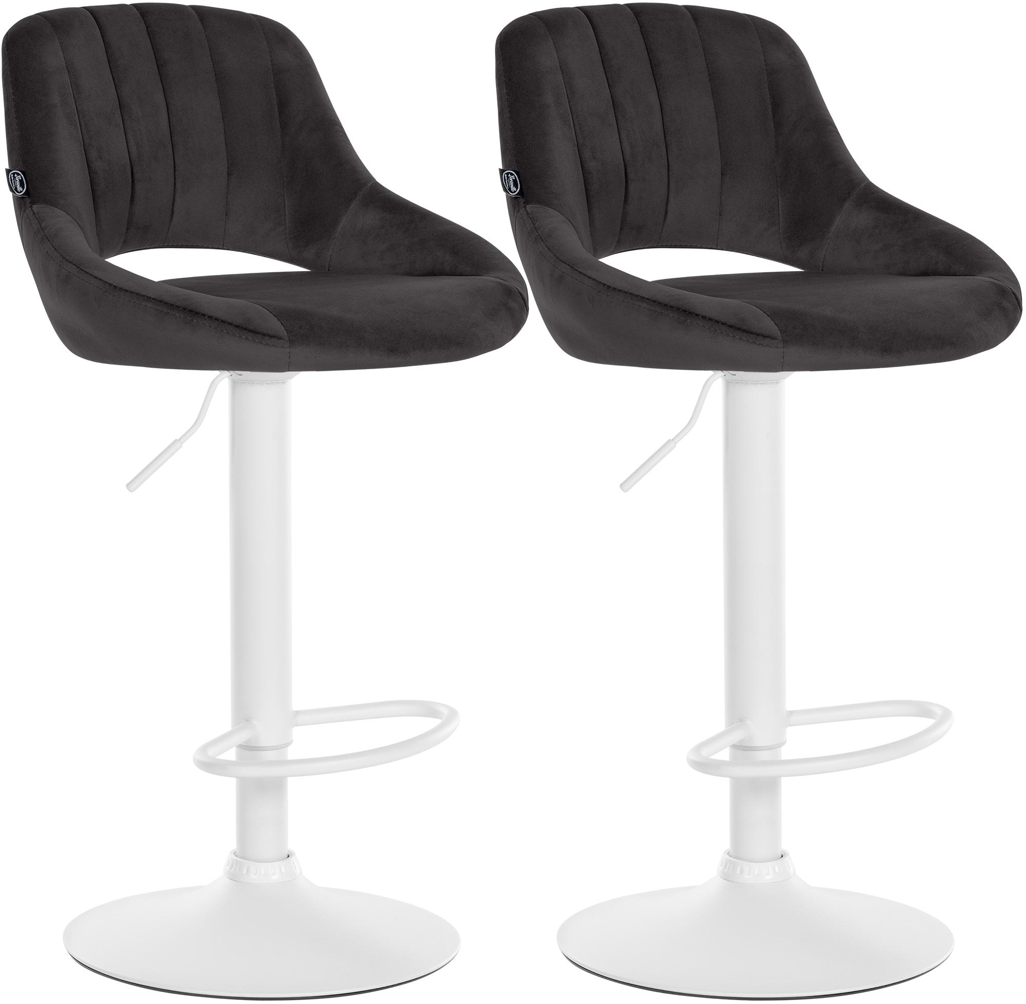 CLP Barhocker 2er Set h&ouml;henverstellbar mit Lehne Milet, Barst&uuml;hle gepolstert Samtbezug, Tresenst&uuml;hle mit Metallgestell drehbar 
