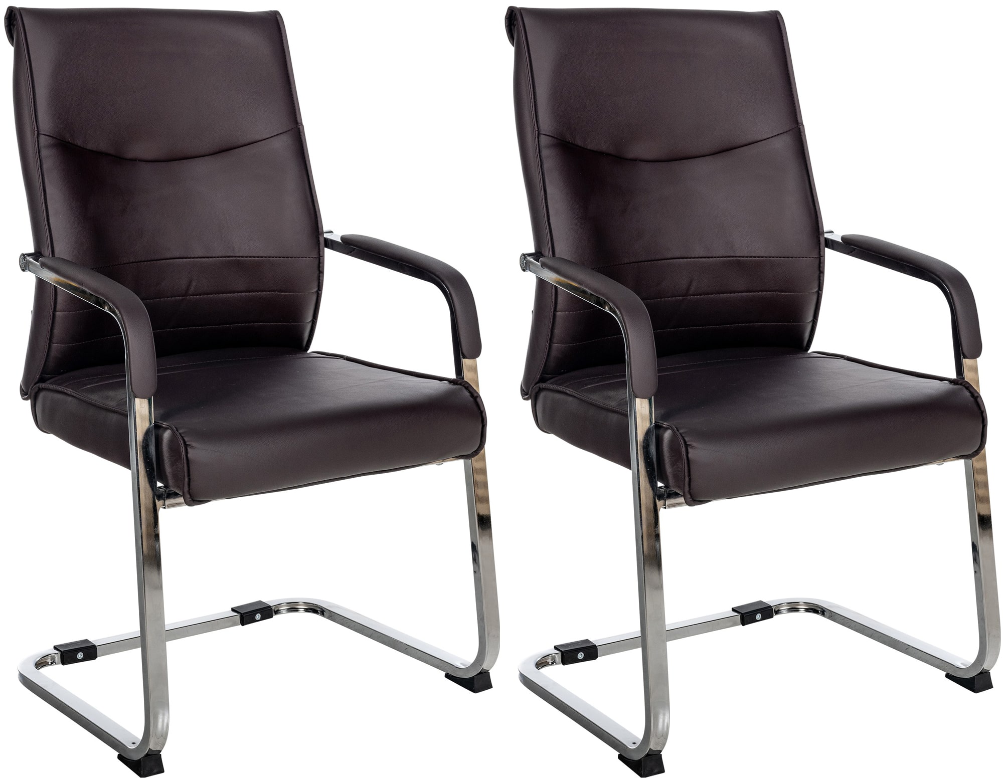 CLP 2er Set Besucherstuhl ergonomisch Hobart, Freischwinger mit Armlehnen, Kunstleder gepolstert Chromgestell, Konferenzstuhl B&uuml;ro 