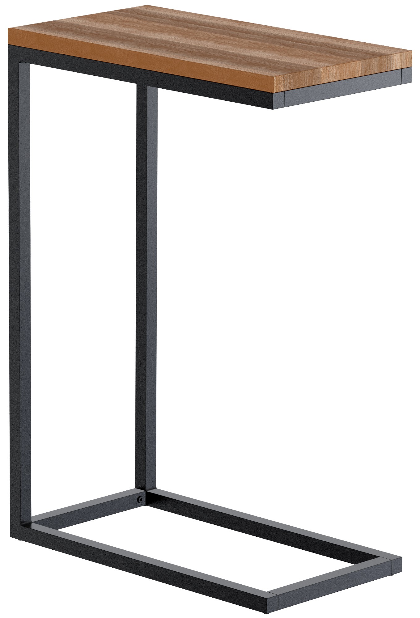 CLP Beistelltisch Manteo aus Eichenholz, eckiger Nachttisch, Sofatisch mit pulverbeschichtetem Metallgestell und Bodenschonern 