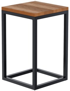 CLP Beistelltisch Manteo aus Eichenholz, eckiger Nachttisch, Sofatisch mit pulverbeschichtetem Metallgestell und Bodenschonern 