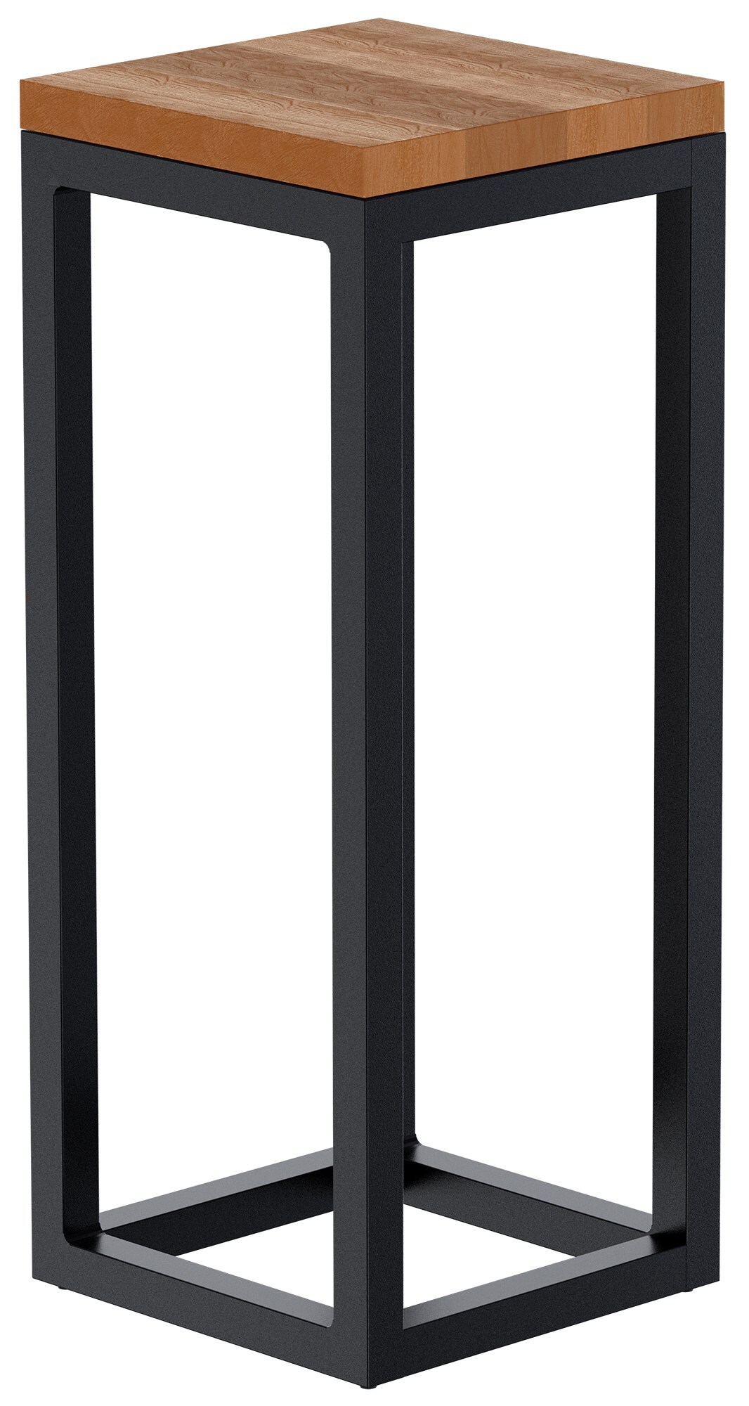 CLP Beistelltisch Manteo aus Eichenholz, eckiger Nachttisch, Sofatisch mit pulverbeschichtetem Metallgestell und Bodenschonern 