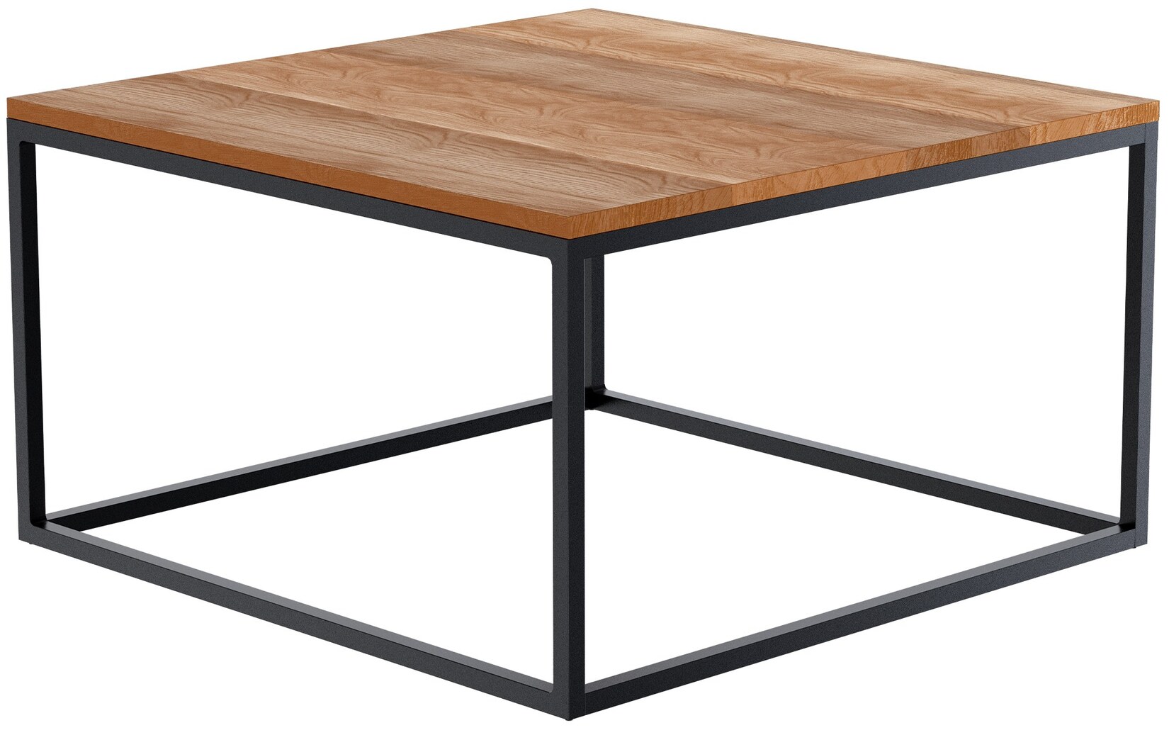 CLP Couchtisch Manteo aus Eichenholz, Sofatisch mit pulverbeschichtetem Metallgestell, Bodenschonern und modernem Design