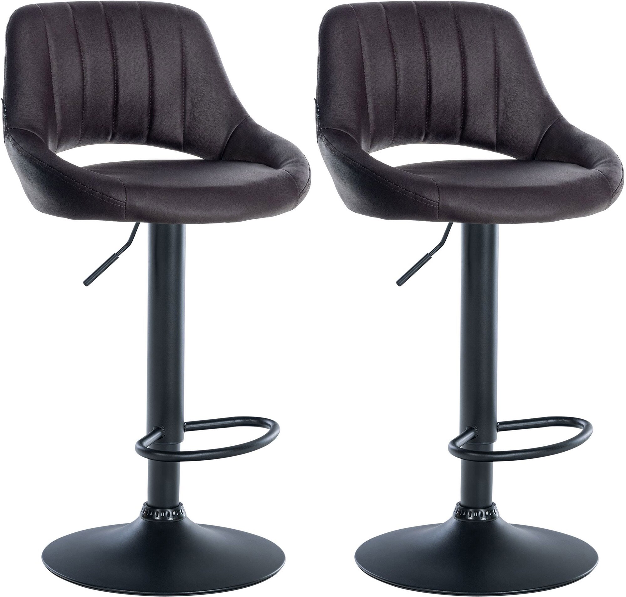 CLP Barhocker 2er Set h&ouml;henverstellbar mit Lehne Milet, Barst&uuml;hle gepolstert Kunstleder, Tresenst&uuml;hle mit Metallgestellen drehbar 