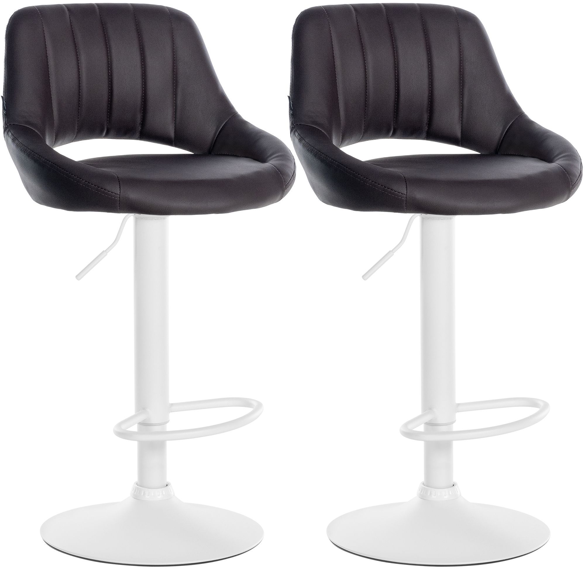 CLP Barhocker 2er Set h&ouml;henverstellbar mit Lehne Milet, Barst&uuml;hle gepolstert Kunstleder, mit Metallgestellen drehbar, 
