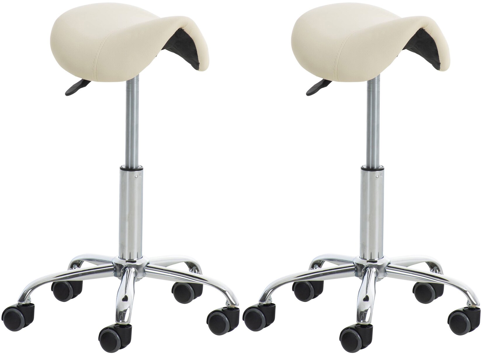 CLP 2er Set Arbeitshocker Reno Kunstleder - Farbe: creme