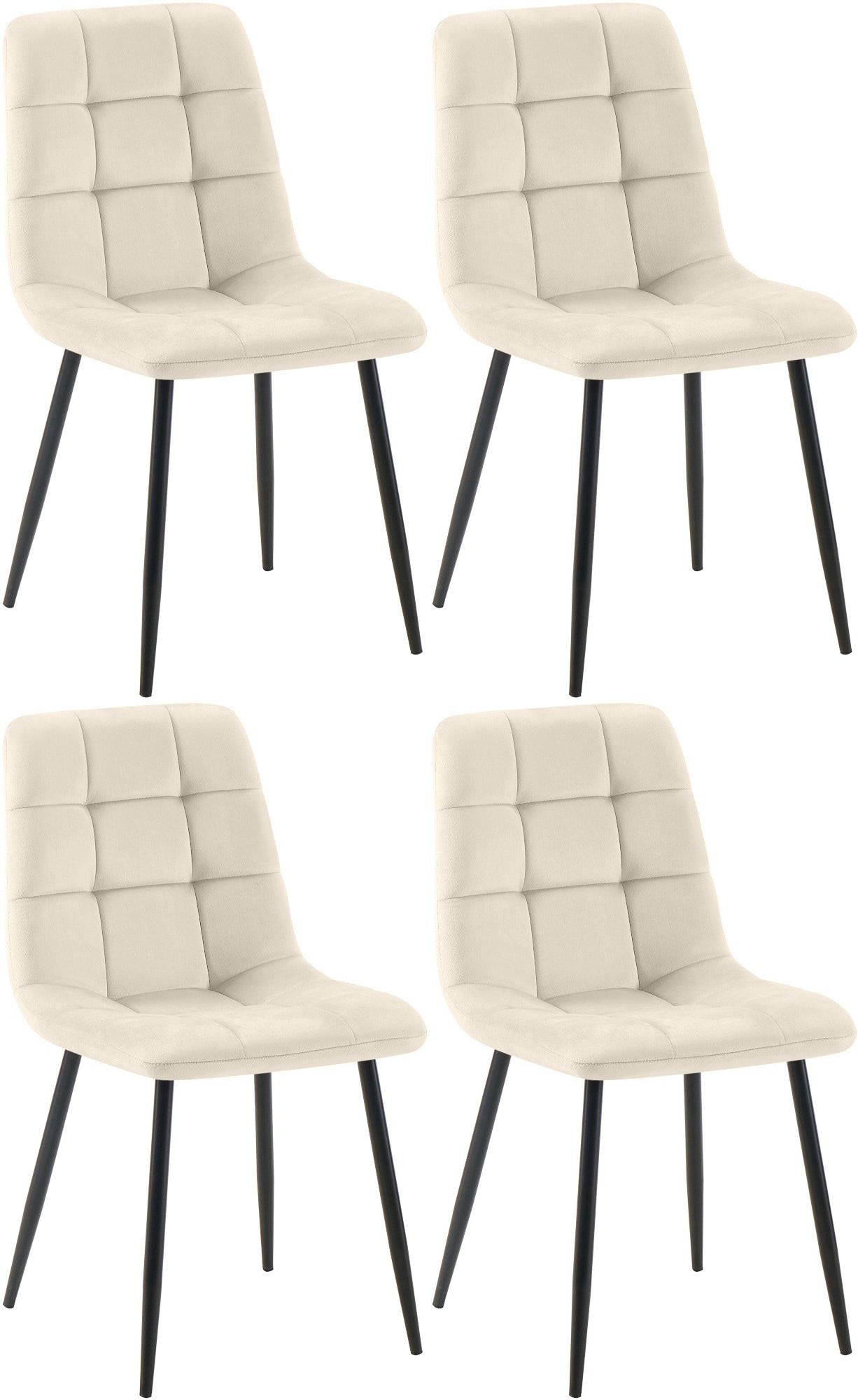 CLP 4er Set Esszimmerstuhl Tilde, K&uuml;chenst&uuml;hle gepolstert mit gestepptem Bezug, Polsterst&uuml;hle mit Metallgestell, bis 150 kg belastbar 