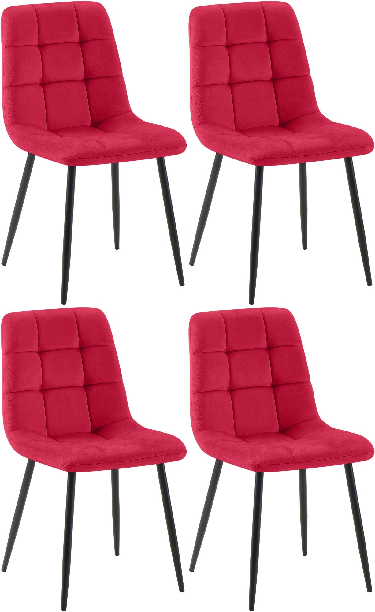 CLP 4er Set Esszimmerstuhl Tilde, K&uuml;chenst&uuml;hle gepolstert mit gestepptem Bezug, Polsterst&uuml;hle mit Metallgestell, bis 150 kg belastbar 