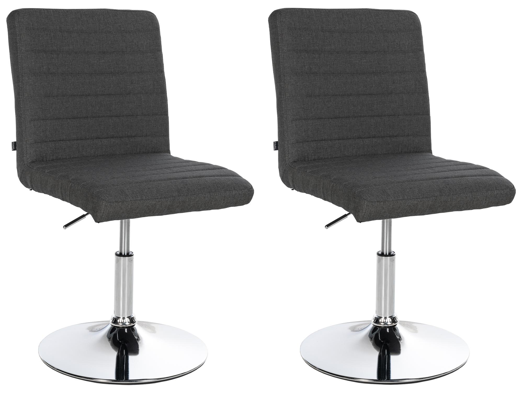 CLP 2er Set Esszimmerstuhl Elvas Stoff I H&ouml;henverstellbar Und 360 Grad Drehbar, Mit Bodenschonern I Wohnzimmerstuhl Mit Gestell In Chromoptik 