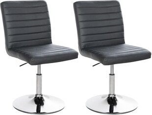 CLP 2er Set Esszimmerstuhl Elvas Kunstleder Bezug I Besucherstuhl Mit Fuß In Chromoptik I Höhenverstellbar, 360 Grad Drehbar Mit Bodenschonern 