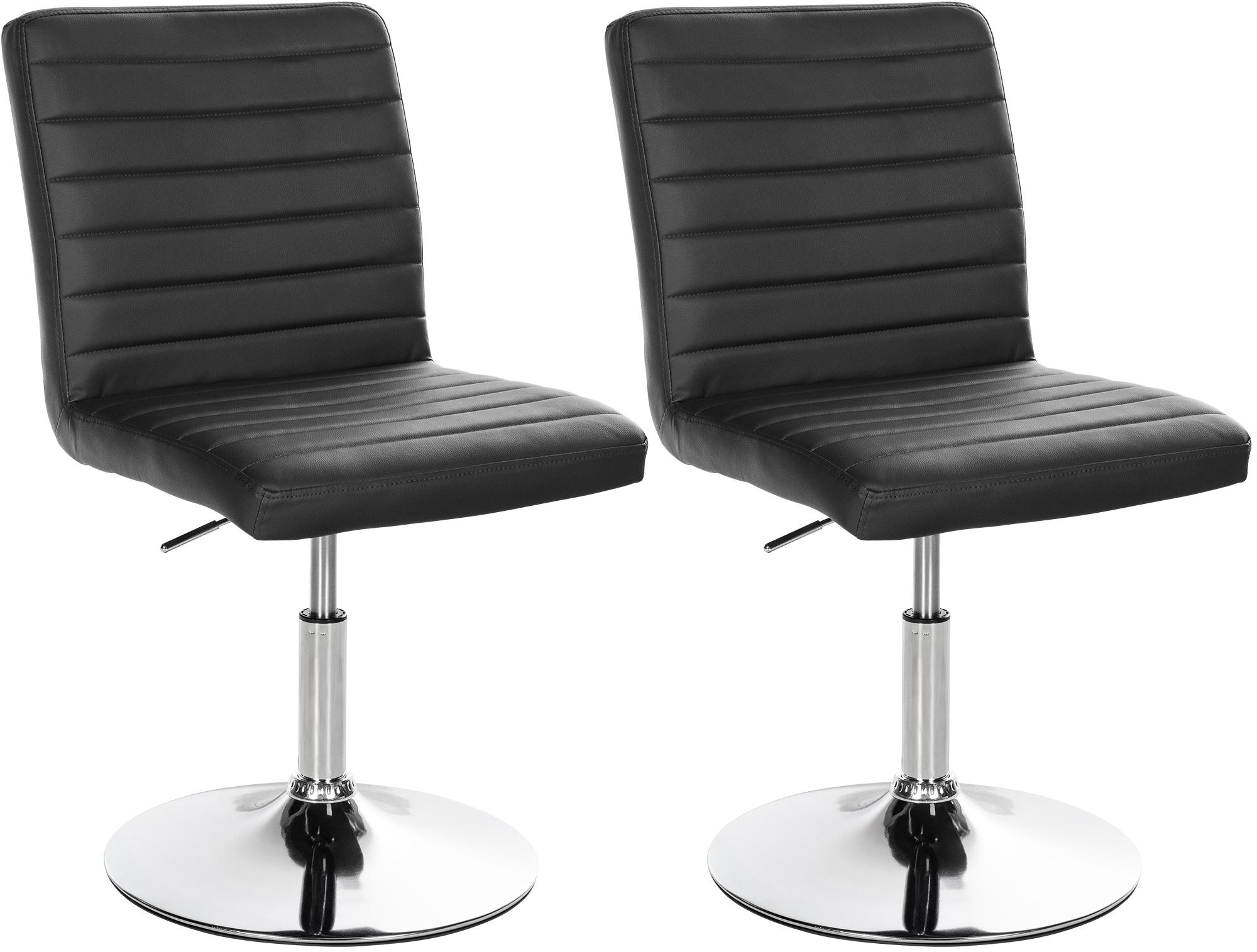 CLP 2er Set Esszimmerstuhl Elvas Kunstleder Bezug I Besucherstuhl Mit Fu&szlig; In Chromoptik I H&ouml;henverstellbar, 360 Grad Drehbar Mit Bodenschonern 