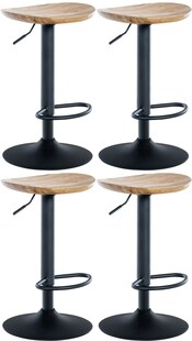 CLP 4er Set Barhocker Skelde - Höhenverstellbar Mit Fußstütze 360 Grad Drehbar - Robuster Tresenhocker Mit Holzsitz - Inklusive Bodenschoner 