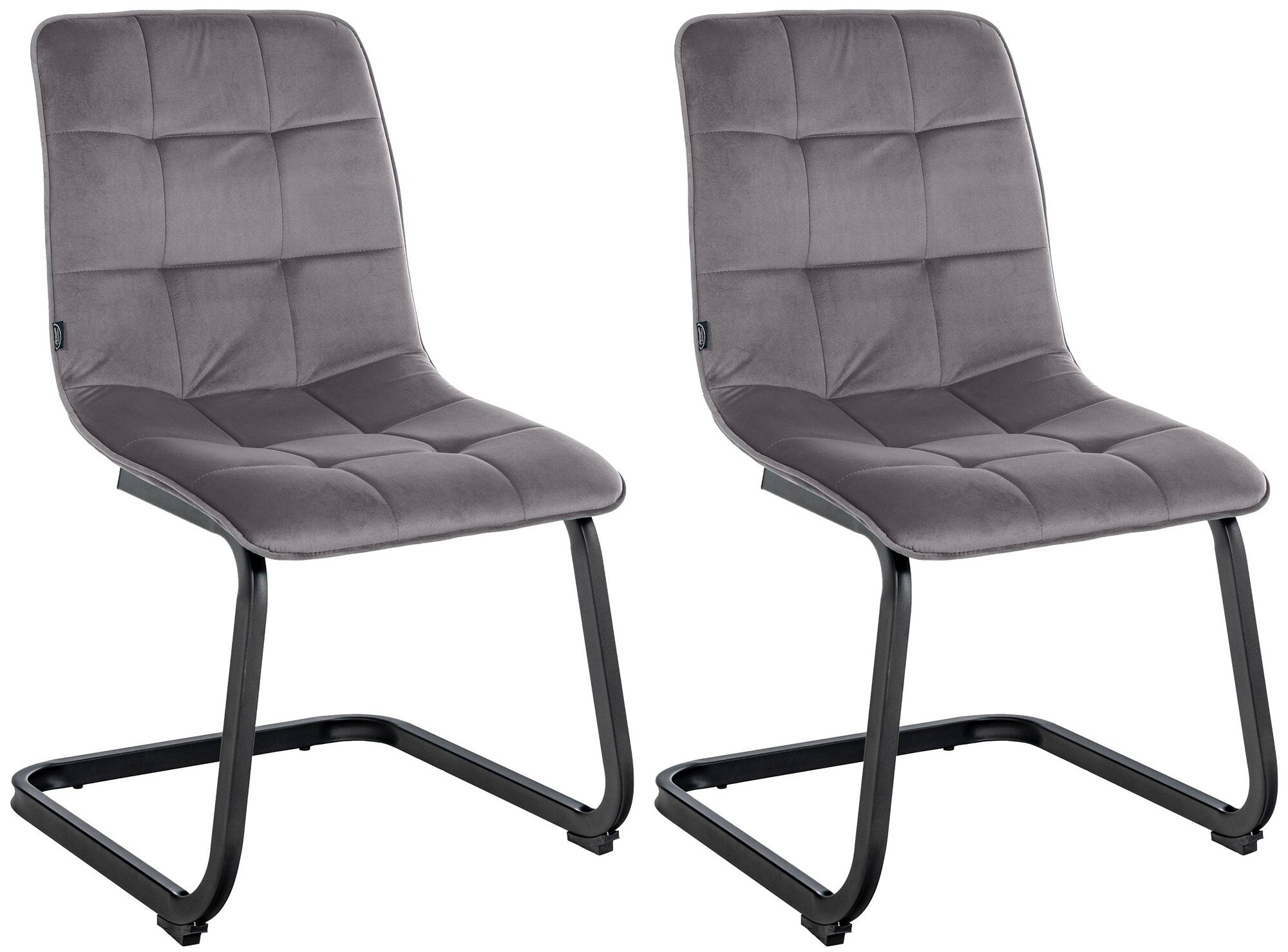 CLP 2er Set Esszimmerstuhl Vermont Mit Samt-Bezug I Gepolsterter Freischwinger-Stuhl 