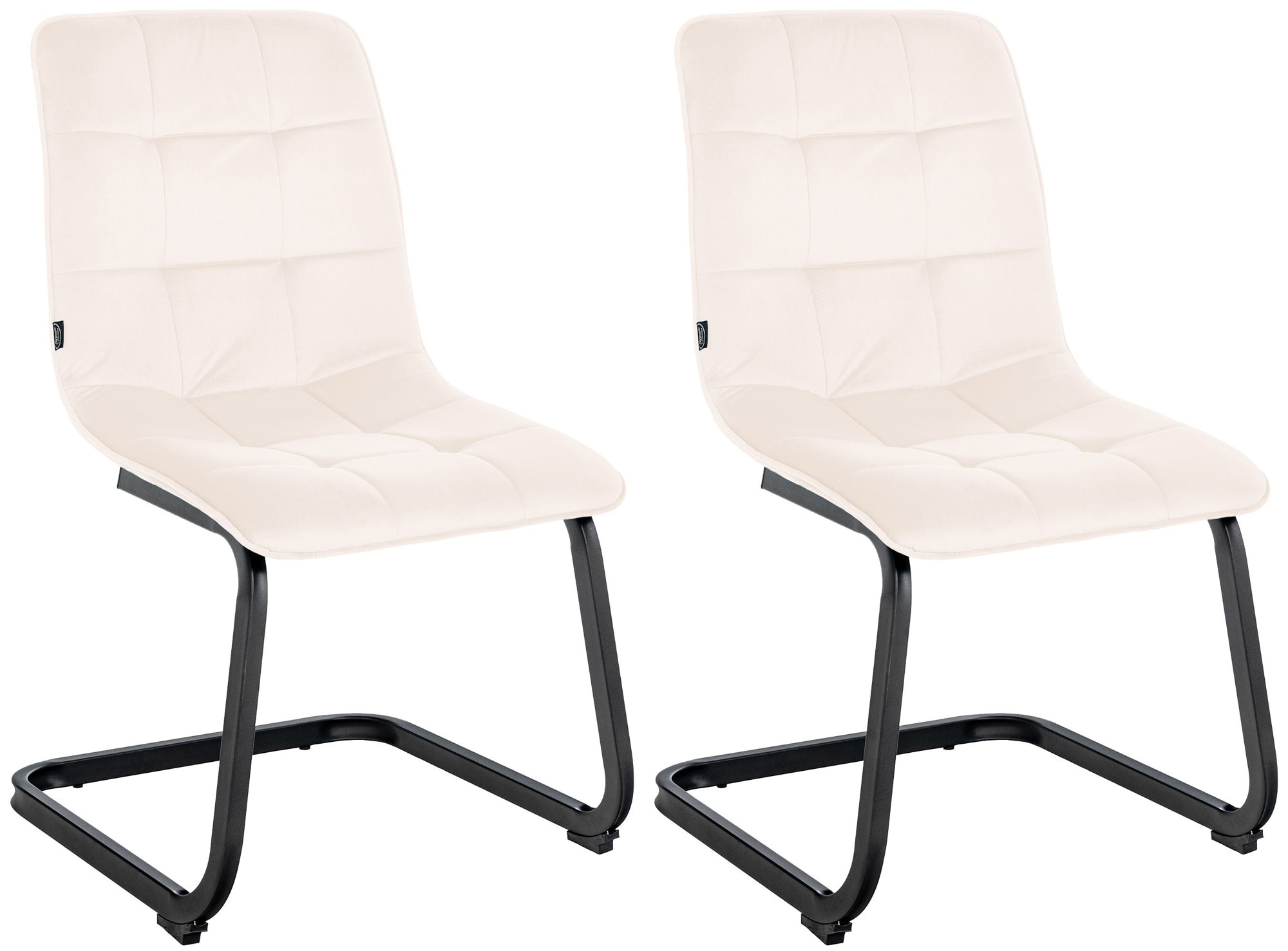 CLP 2er Set Esszimmerstuhl Vermont Mit Samt-Bezug I Gepolsterter Freischwinger-Stuhl 