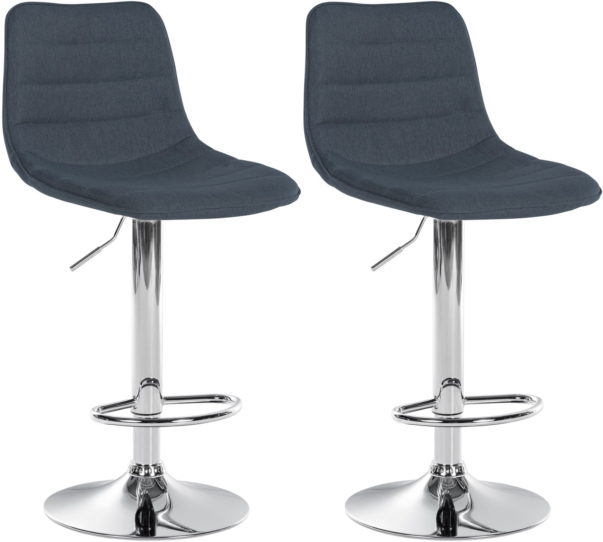 CLP 2er Set Barhocker Lex Stoff I H&ouml;henverstellbare Thekenhocker Mit Stoffbezug I Drehbare Tresenst&uuml;hle Mit Metallgestell 