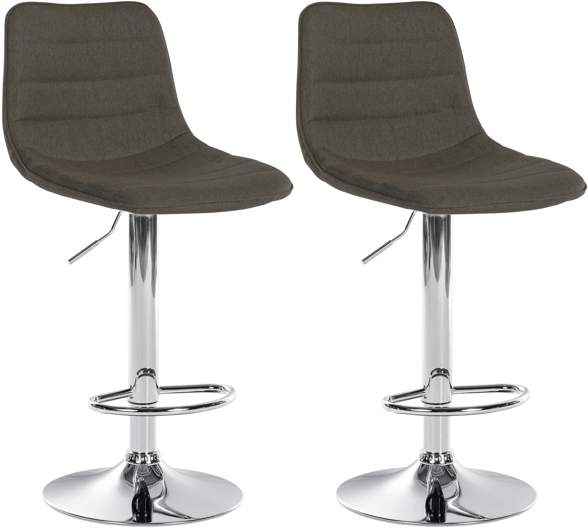 CLP 2er Set Barhocker Lex Stoff I H&ouml;henverstellbare Thekenhocker Mit Stoffbezug I Drehbare Tresenst&uuml;hle Mit Metallgestell 
