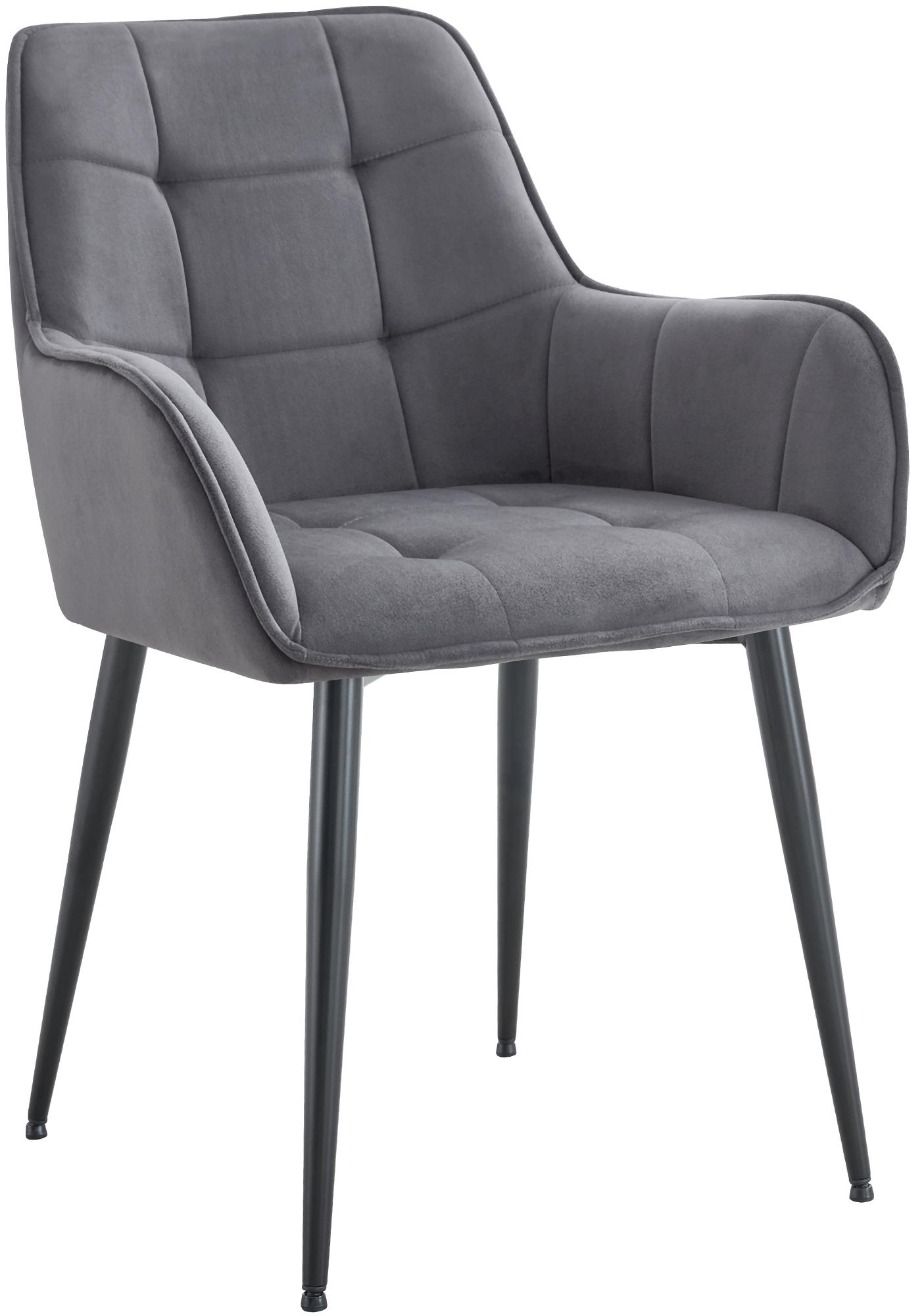 CLP Esszimmerstuhl Ferndale mit Samtbezug I Gesteppter Sessel mit robustem Metallbeinen f&uuml;r Wohnzimmer I Lehnstuhl mit Polsterung & Bodenschutz 