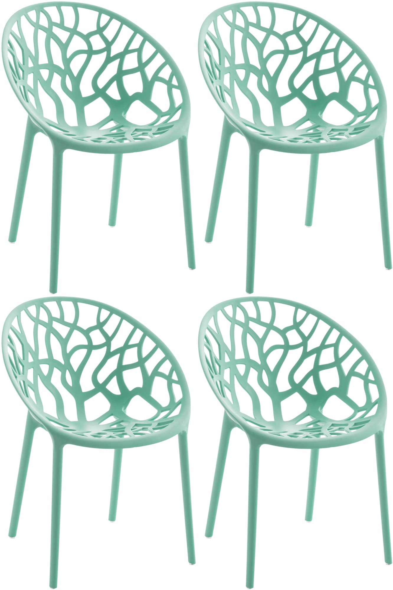 CLP Gartenstuhl 4er Set, stapelbar und wetterfest, modern mit nicht verstellbaren Armlehnen, Gestell Kunststoff, Hope 