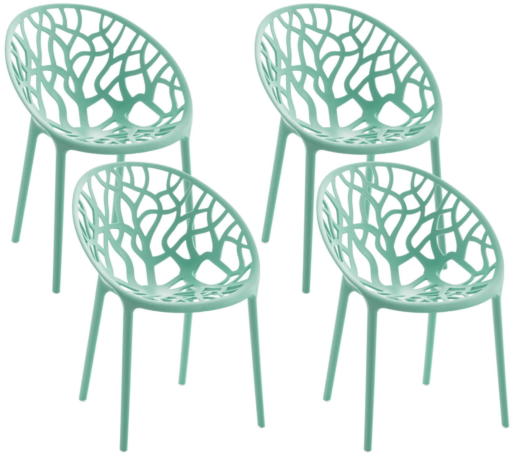 CLP Gartenstühle 4er Set stapelbar wetterfest Hope, Gartensessel mit Lehnen UV-beständig, Outdoorstühle aus Kunststoff bis 150 kg belastbar,