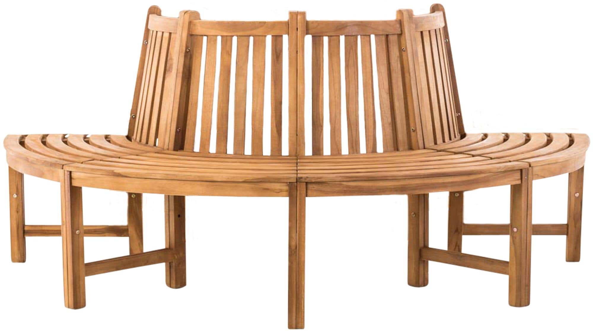 CLP Baumbank Leming I Naturbelassene Holzbank Mit R&uuml;ckenlehne Aus Massivem Teakholz I Bank mit 4 Sitzpl&auml;tzen 
