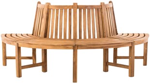 CLP Baumbank Leming I Naturbelassene Holzbank Mit Rückenlehne Aus Massivem Teakholz I Bank mit 4 Sitzplätzen 