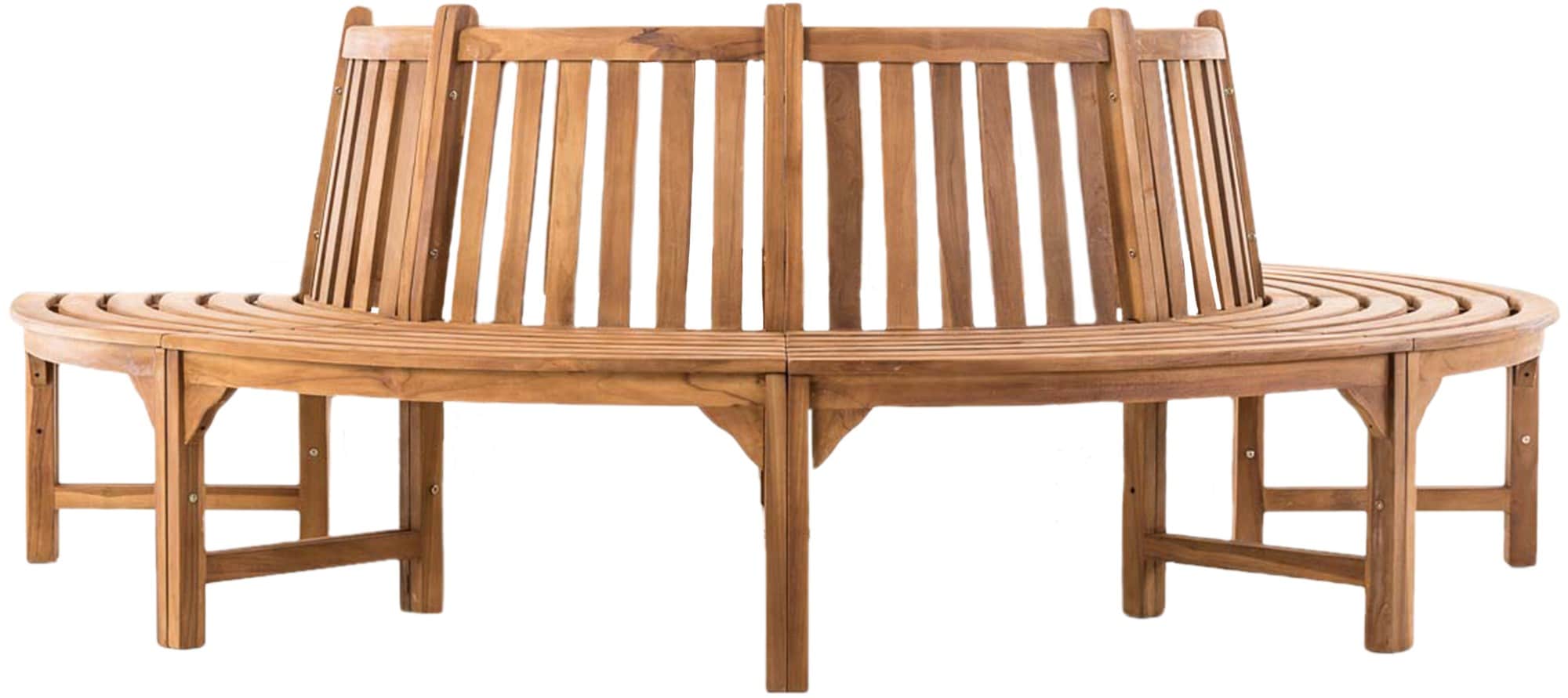 CLP Baumbank Leming I Naturbelassene Holzbank Mit R&uuml;ckenlehne Aus Massivem Teakholz I Bank mit 4 Sitzpl&auml;tzen 
