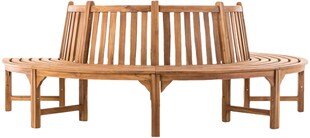 CLP Baumbank Leming I Naturbelassene Holzbank Mit Rückenlehne Aus Massivem Teakholz I Bank mit 4 Sitzplätzen 