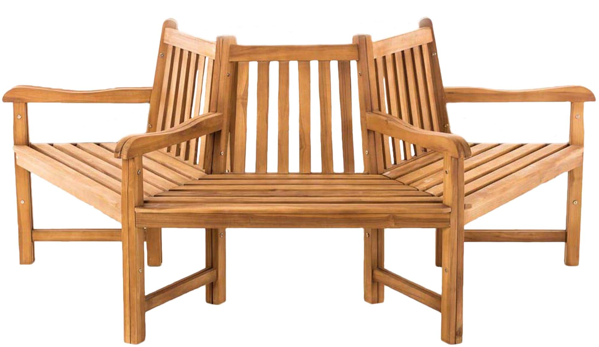 CLP Baumbank Kenna I Naturbelassene Holzbank Mit R&uuml;ckenlehne Aus Massivem Teakholz I Parkbank mit 3 Sitzpl&auml;tzen 