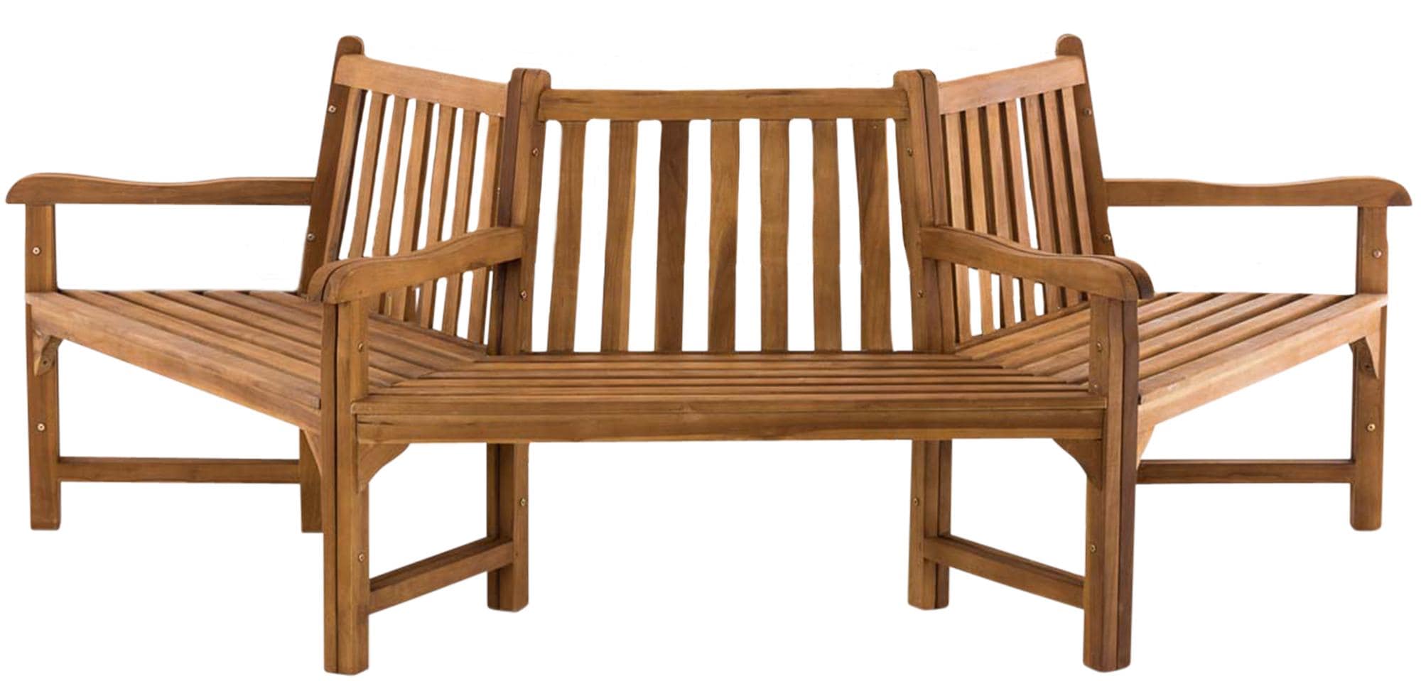 CLP Baumbank Kenna I Naturbelassene Holzbank Mit R&uuml;ckenlehne Aus Massivem Teakholz I Parkbank mit 3 Sitzpl&auml;tzen 