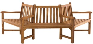 CLP Baumbank Kenna I Naturbelassene Holzbank Mit Rückenlehne Aus Massivem Teakholz I Parkbank mit 3 Sitzplätzen 