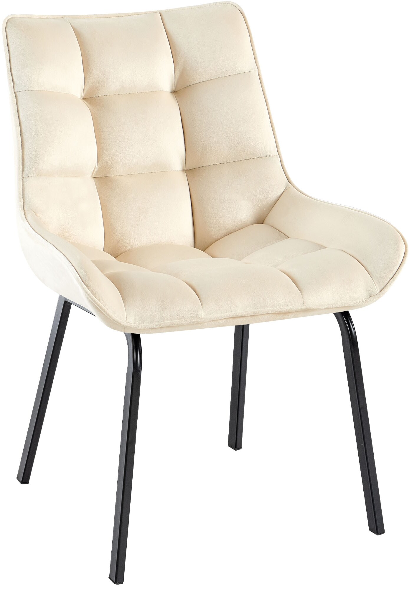 CLP Esszimmerstuhl Saranda I Polsterstuhl mit Stoffbezug oder Samtbezug I K&uuml;chenstuhl mit schwarzem Metallgestell und R&uuml;ckenlehne 