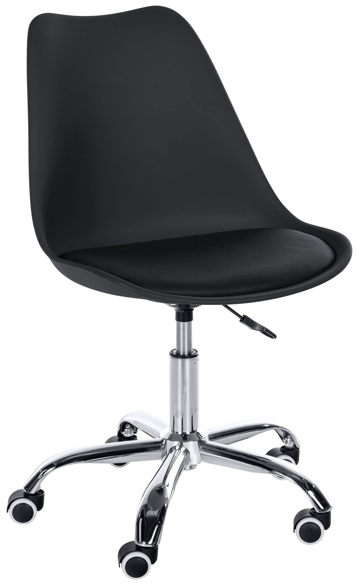 CLP Arbeitshocker Laflin I Gepolsterter Sitz mit Kunstlederbezug I Arbeitsstuhl auf Rollen h&ouml;henverstellbar und drehbar 