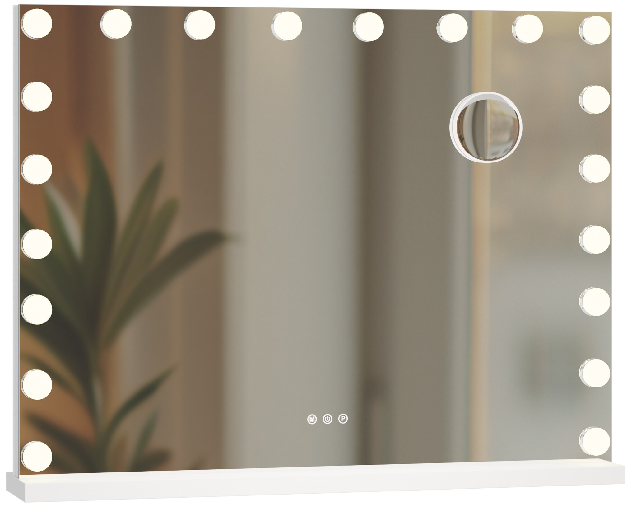 CLP Schminkspiegel Norlina 80x60cm I Kosmetikspiegel mit Vergr&ouml;&szlig;erung I Dimmbare LED-Beleuchtung I Schminktisch mit 3 Licht-Modi 