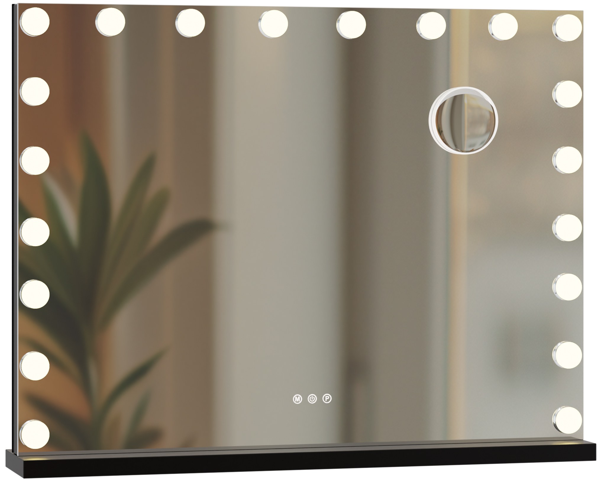 CLP Schminkspiegel Norlina 80x60cm I Kosmetikspiegel mit Vergr&ouml;&szlig;erung I Dimmbare LED-Beleuchtung I Schminktisch mit 3 Licht-Modi 