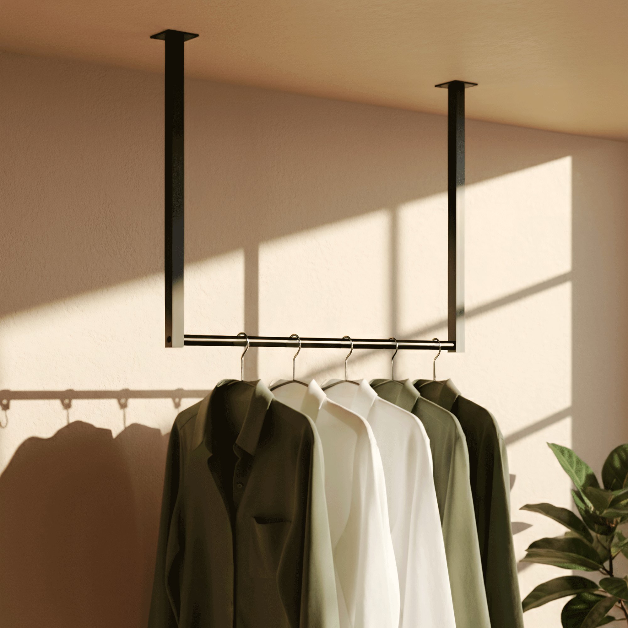 CLP Kleiderstange für Deckenmontage und Wandmontage Fenton, die Garderobenstange für Flur, Schlafzimmer und Ankleidezimmer aus Metall in Schwarz bei Marktkauf online bestellen