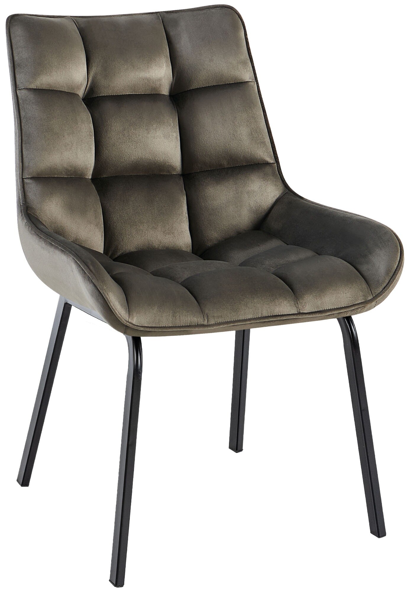 CLP Esszimmerstuhl Saranda I Polsterstuhl mit Stoffbezug oder Samtbezug I K&uuml;chenstuhl mit schwarzem Metallgestell und R&uuml;ckenlehne 